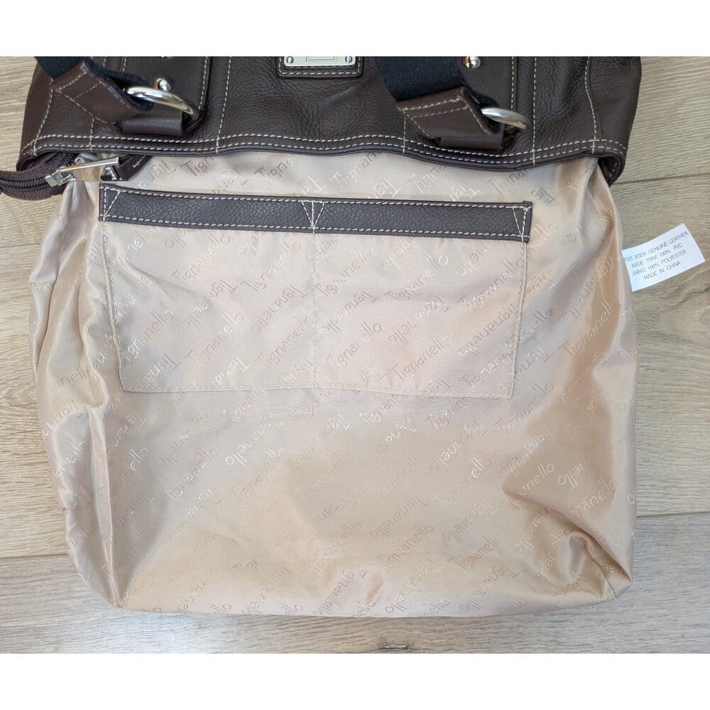 Tignanello Shoulder Bag Large Brown Pebbled Leather Multi Pocket Organizer Tote - Picture 11 of 12